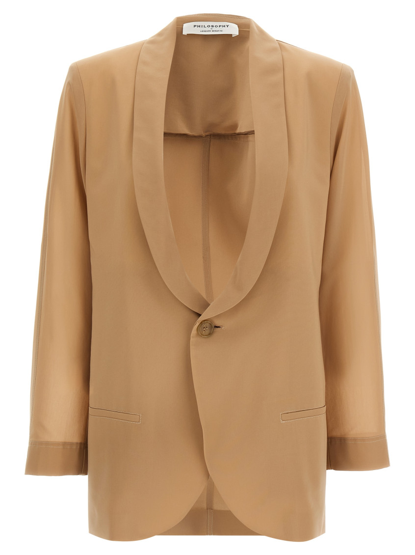 Philosophy Lapel Blazer With Sleeves And Pockets In Brown