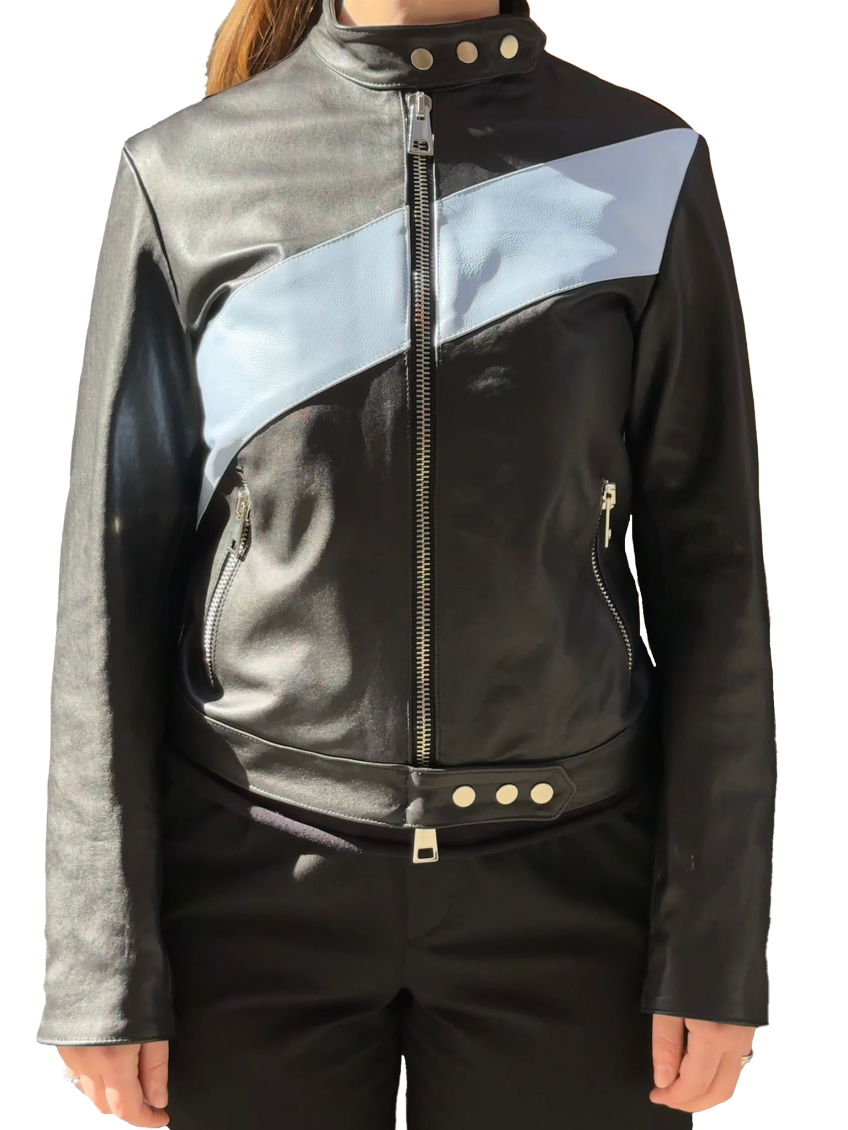 La Rose Black Leather Jacket In Black