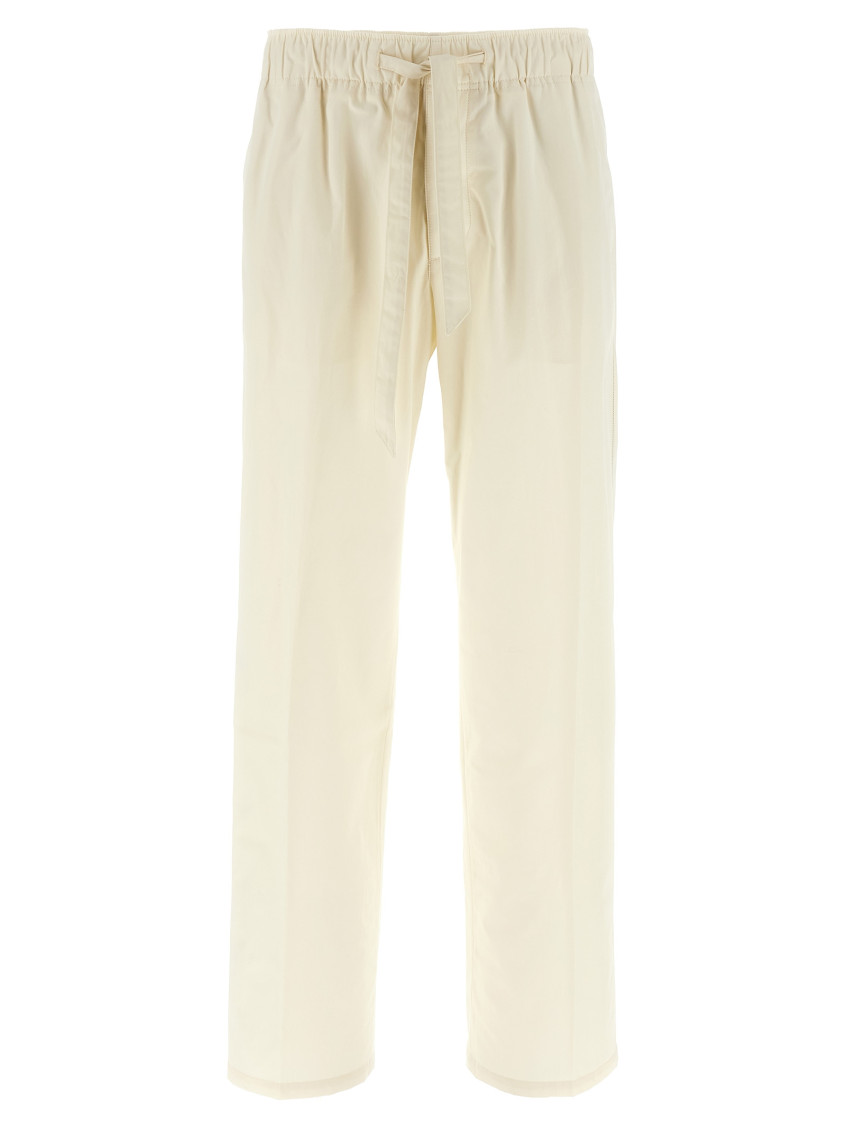 Lanvin Lightweight Cotton Trousers With Adjustable Drawstring In White