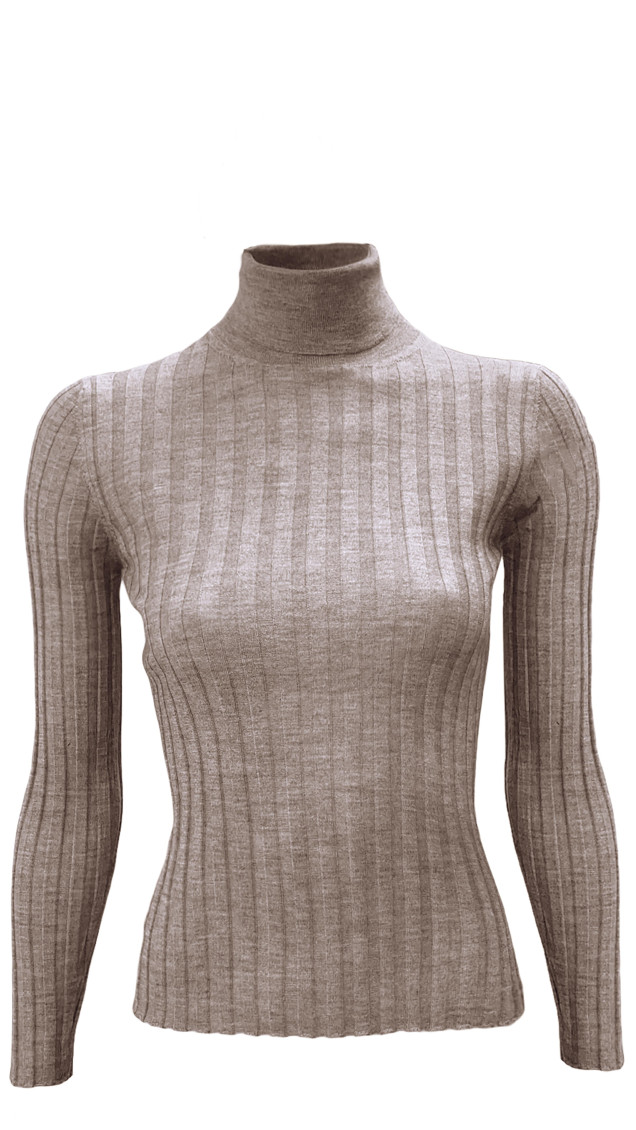 La Rose Brown Turtleneck Sweater In Brown