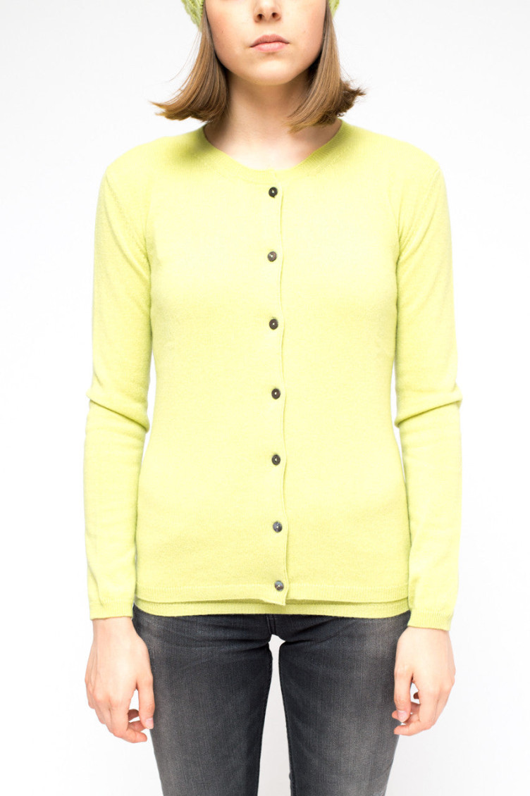 La Rose Light Green Cashmere Cardigan In Light Green