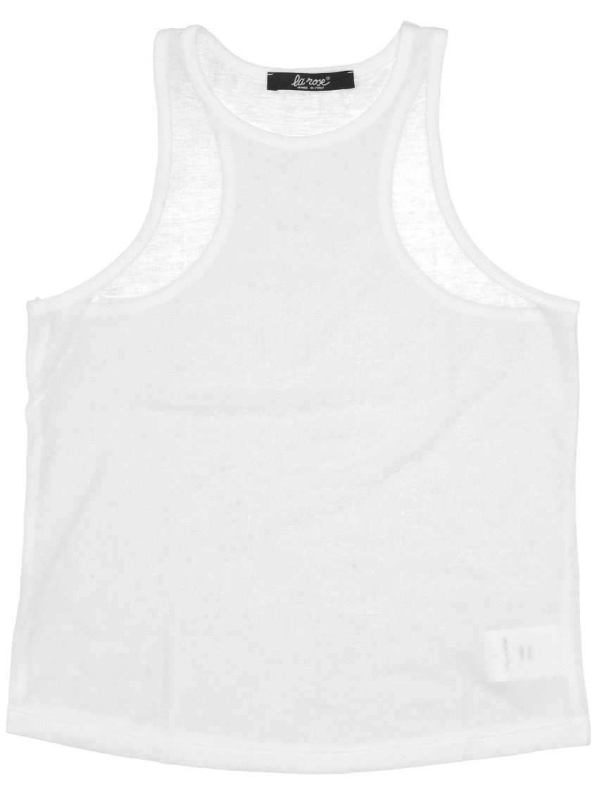 La Rose Light Jersey Cotton Cropped Tank Top In White