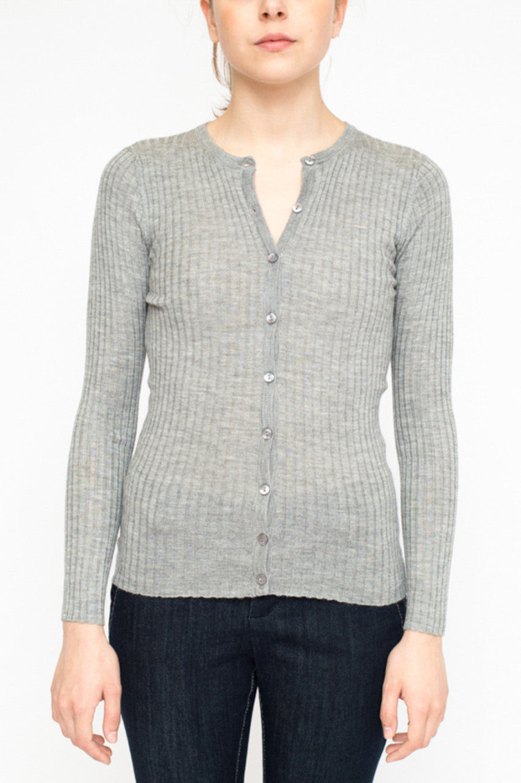 La Rose Grey Cashmere Cardigan In Grey