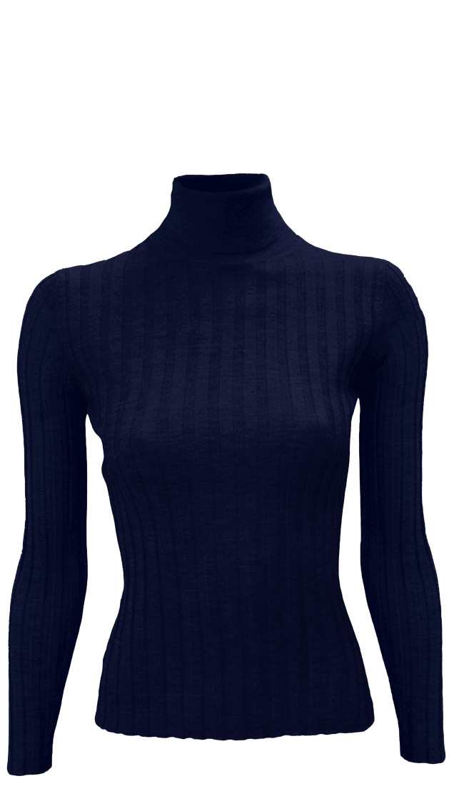 La Rose Maglia Collo Alto In Navy Blue