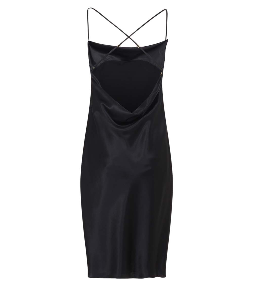 Saint Laurent Black Cowl Neck Silk Satin Mini Dress for Women Online USA at  Darveys.com