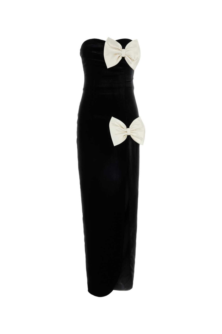 alessandra rich black dress Velvet dress with lace bustier – Alessandra Rich main image 1