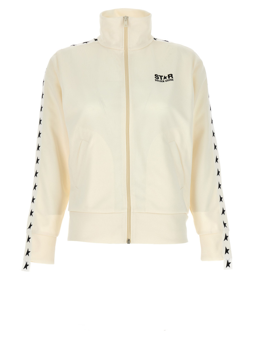 Golden Goose Grosgrain-trim Tech Jersey Track Jacket In Blackwhite