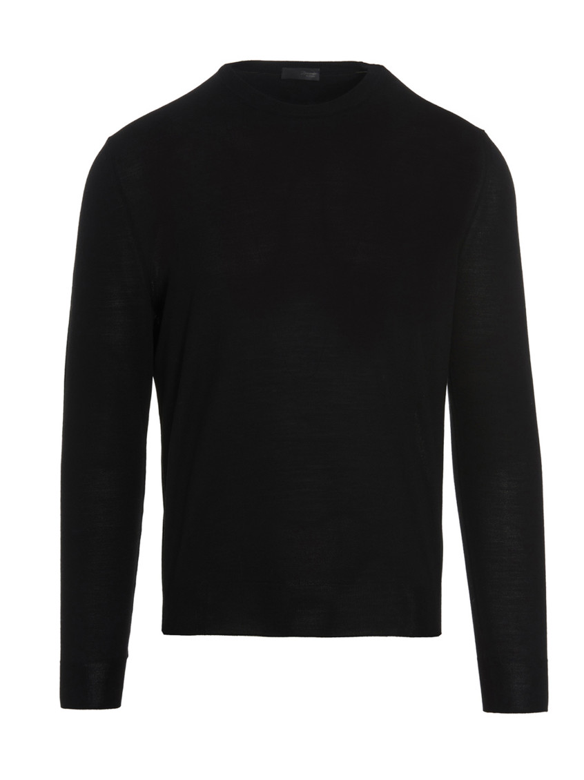 Drumohr Black Gauge 18 Sweater In Black