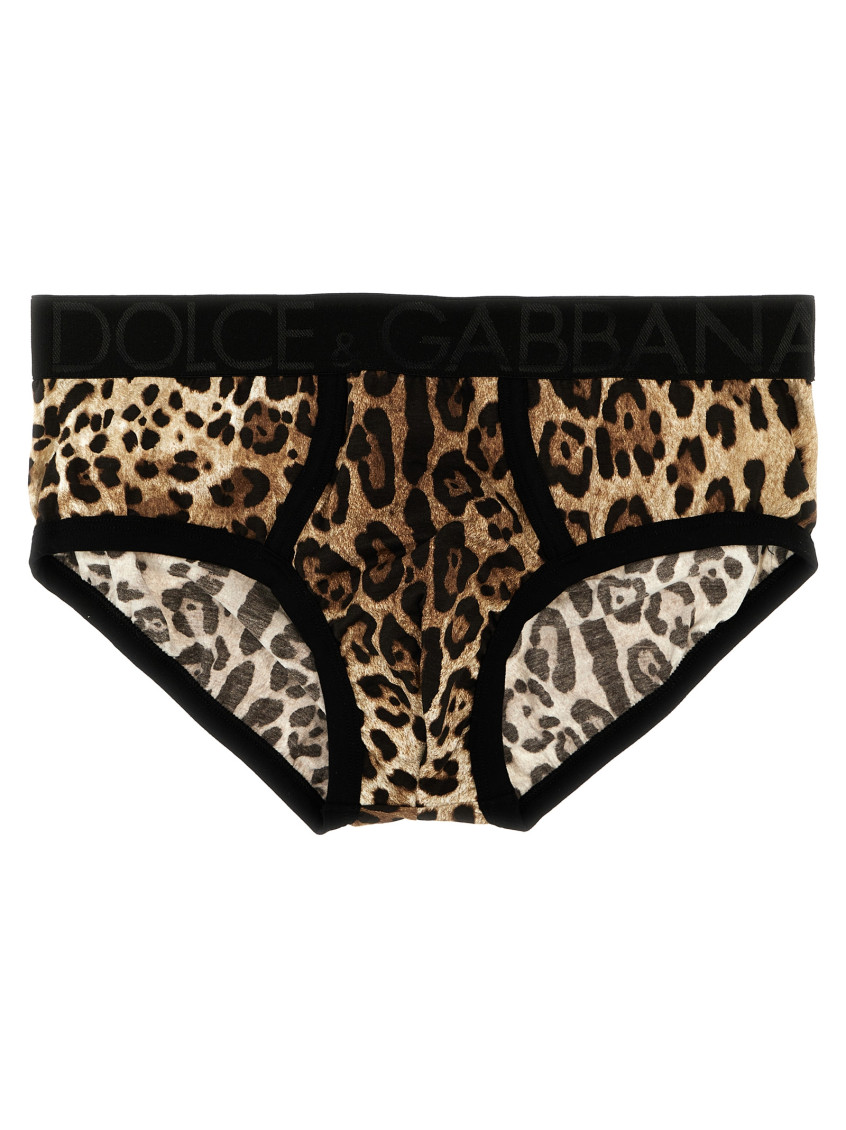 Dolce & Gabbana Animal Print Brief Underwear And Body In Leopard Print