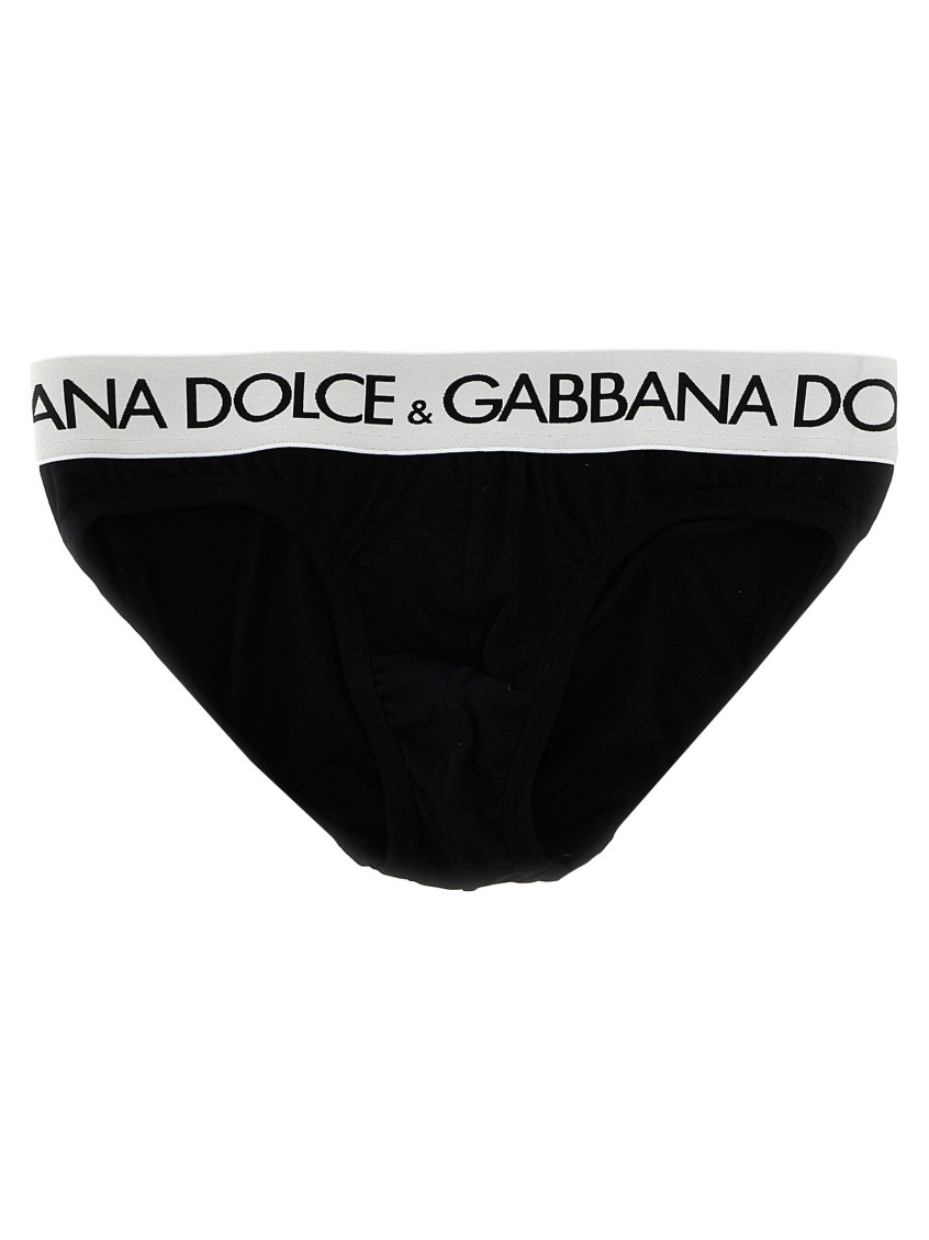 Dolce & Gabbana Black Midi Stretch Cotton Brief In Black