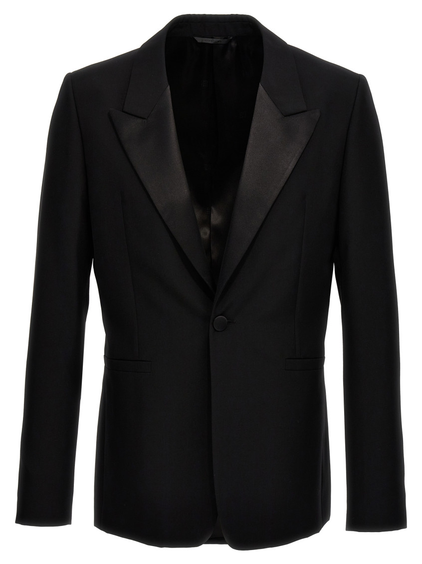 Givenchy 'satin Lapel' Tailored Fit Blazer In Black