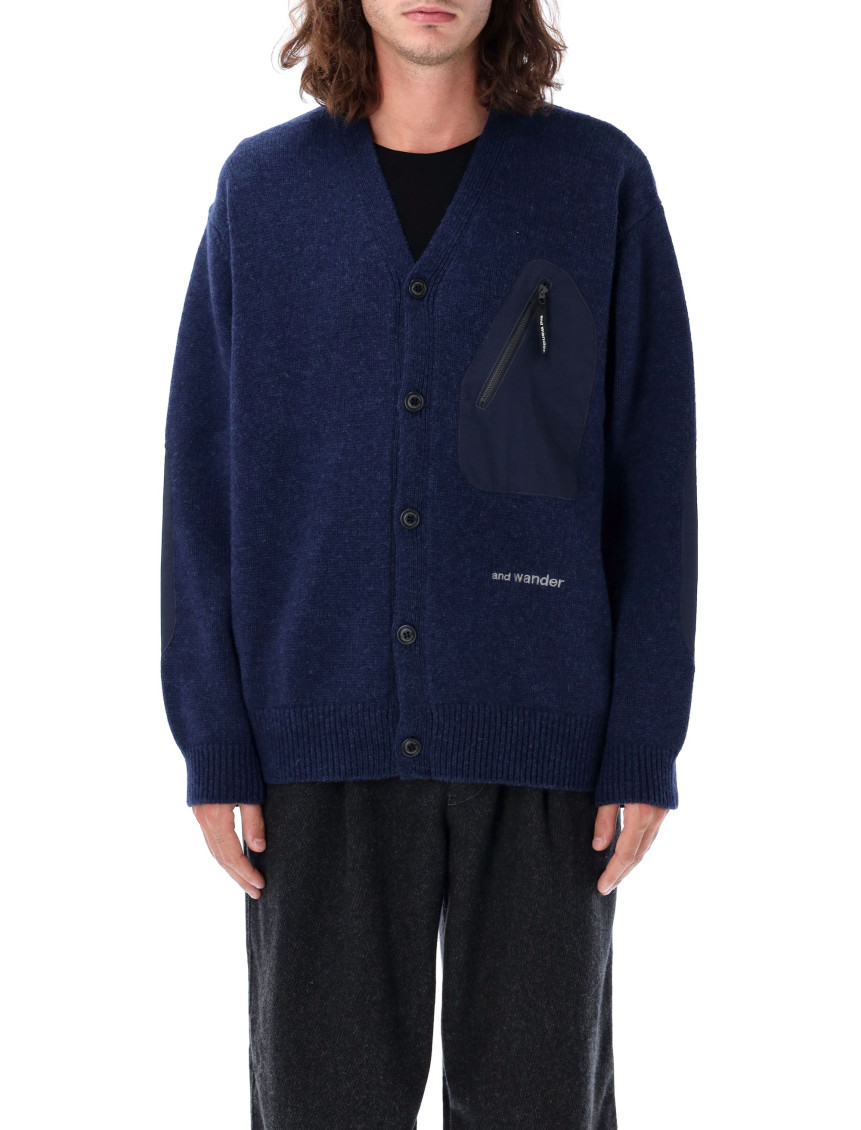 And Wander Logo-embroidered Cardigan