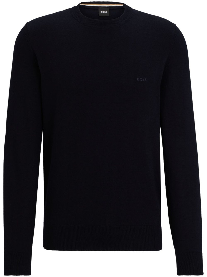 Shop Hugo Boss Navy Blue Crewneck Logo Sweater