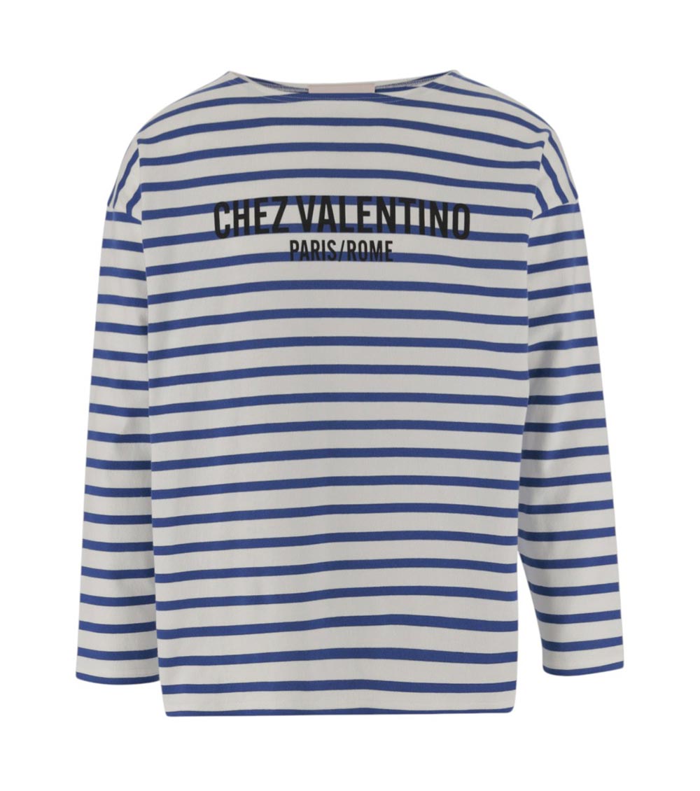 Valentino Chez Logo Long-sleeved Stripe T-shirt