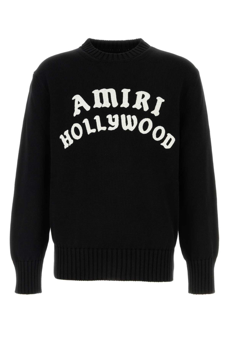 Amiri Black Sweater With Maxi Logo Lettering On The Front In Black