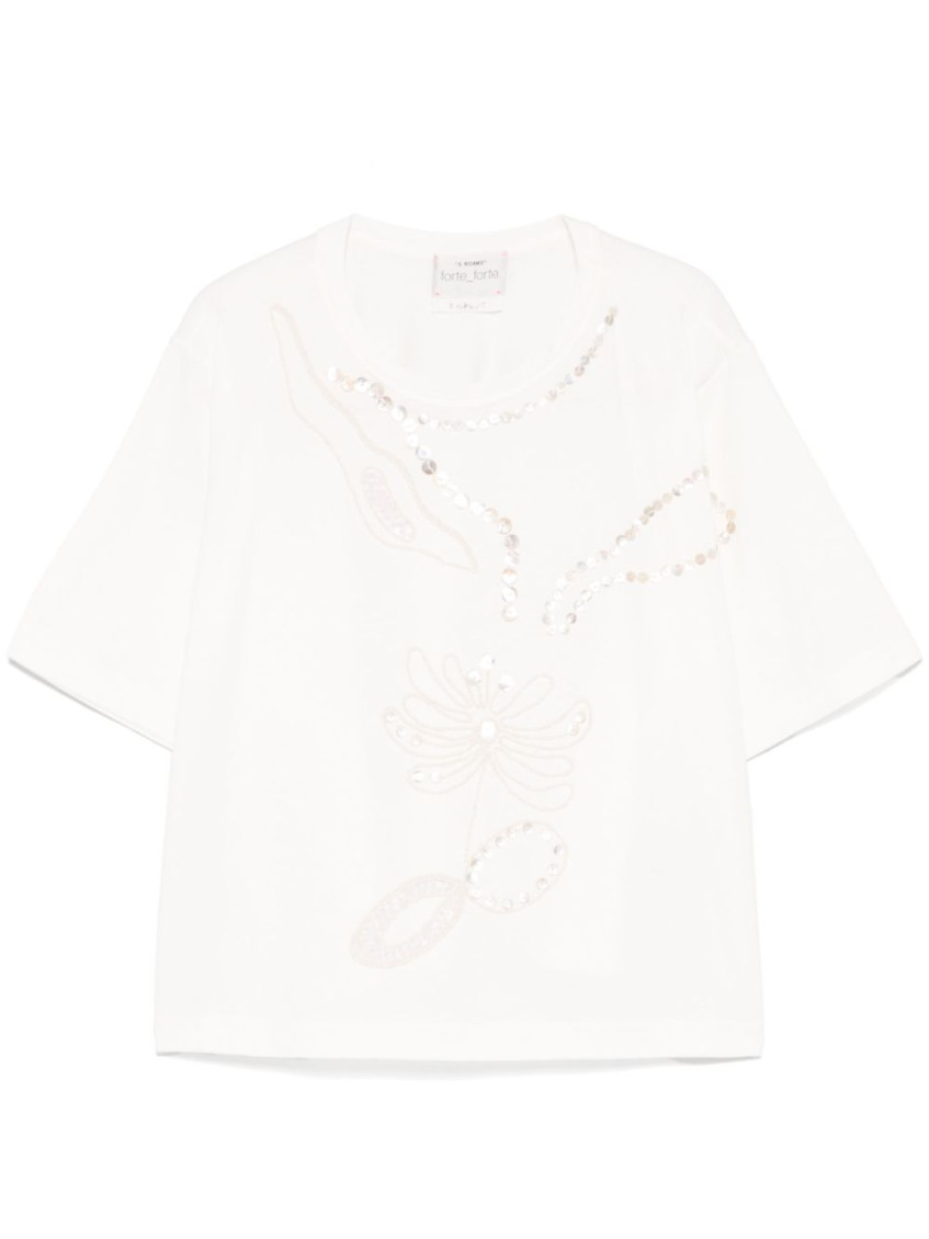 Forte Forte White Embroidered Cotton T-shirt