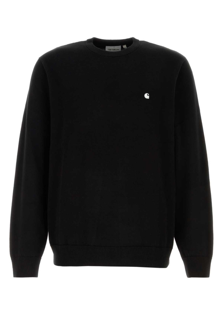 Carhartt Madison Cotton Sweater With Ribbed Cuffs And Hem In Black