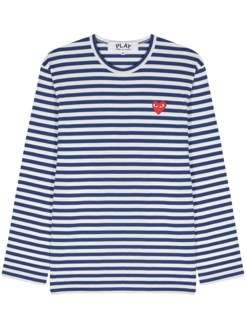 COMME DES GARÇONS BLUE/WHITE HORIZONTAL STRIPE T-SHIRT 
