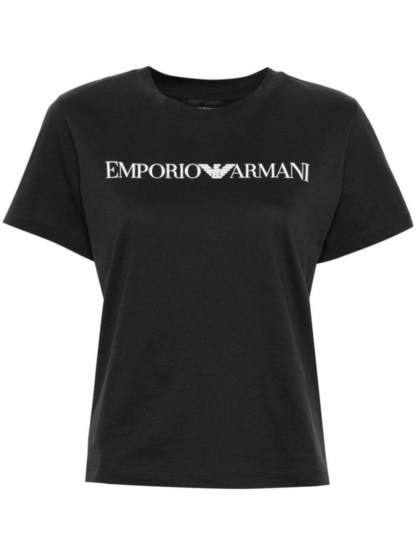 Shop Emporio Armani Navy Blue Logo Cotton Shirt