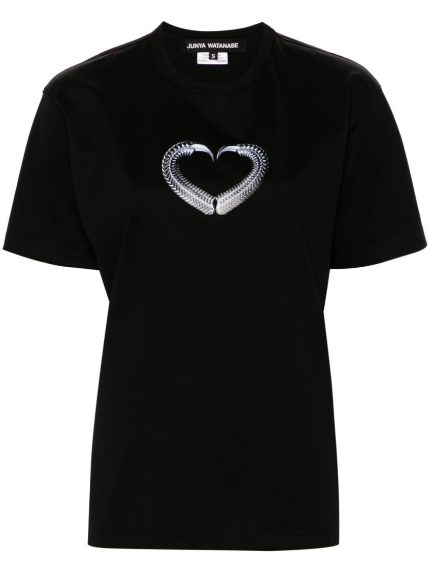 Junya Watanabe Graphic-heart Print Cotton T-shirt