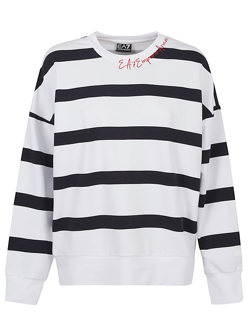 EA7 WHITE STRIPED SWEATSHIRT
