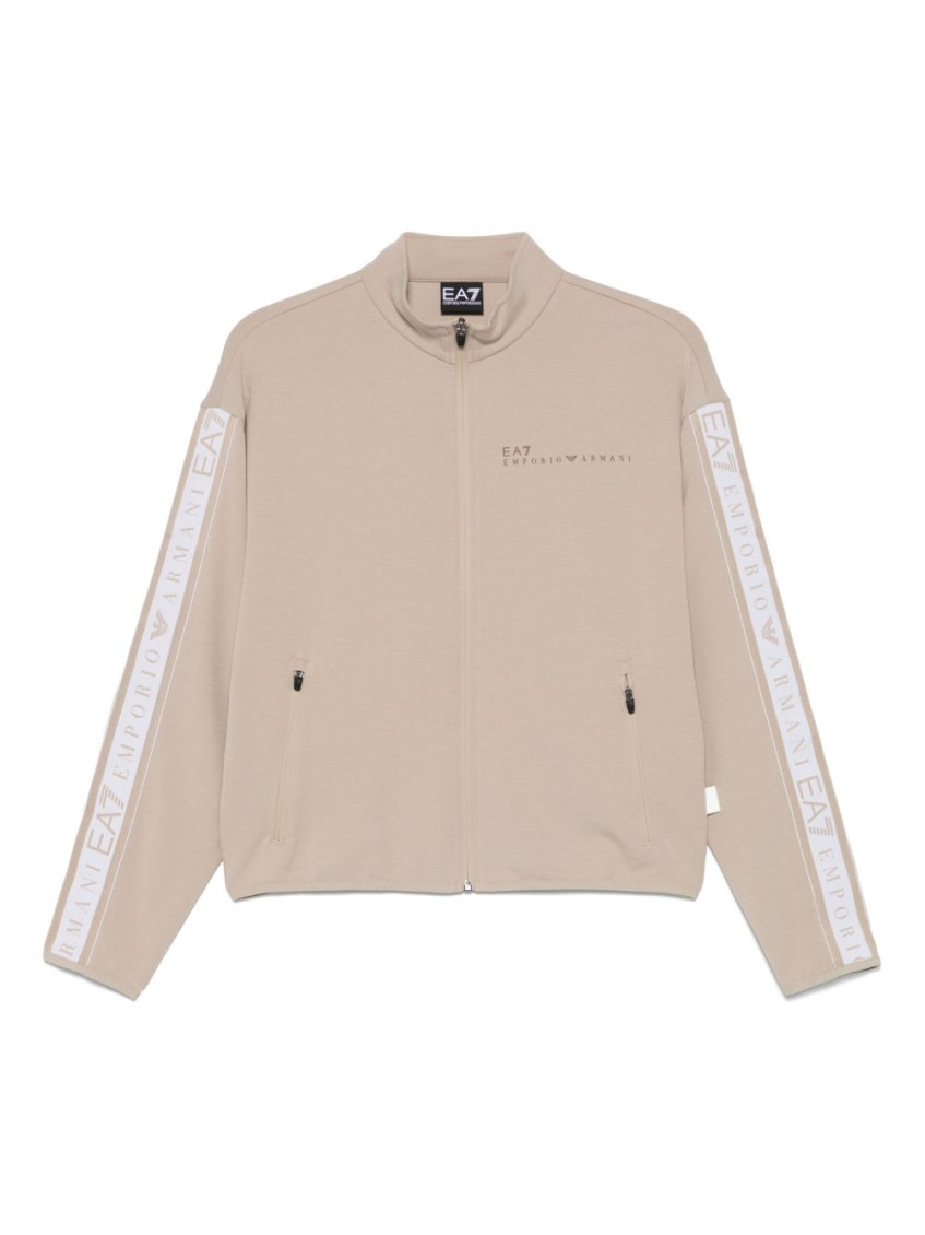 EA7 BEIGE LOGO TRIM SWEATSHIRT