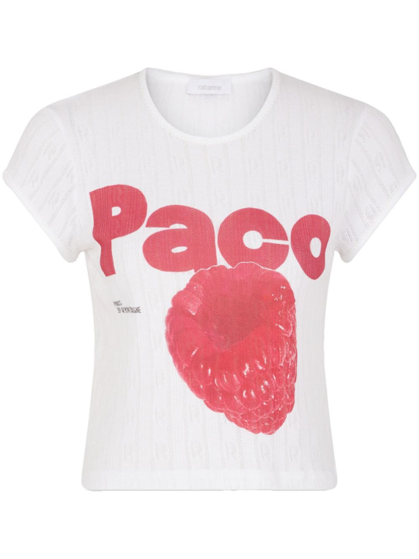 RABANNE WHITE PRINTED T-SHIRT