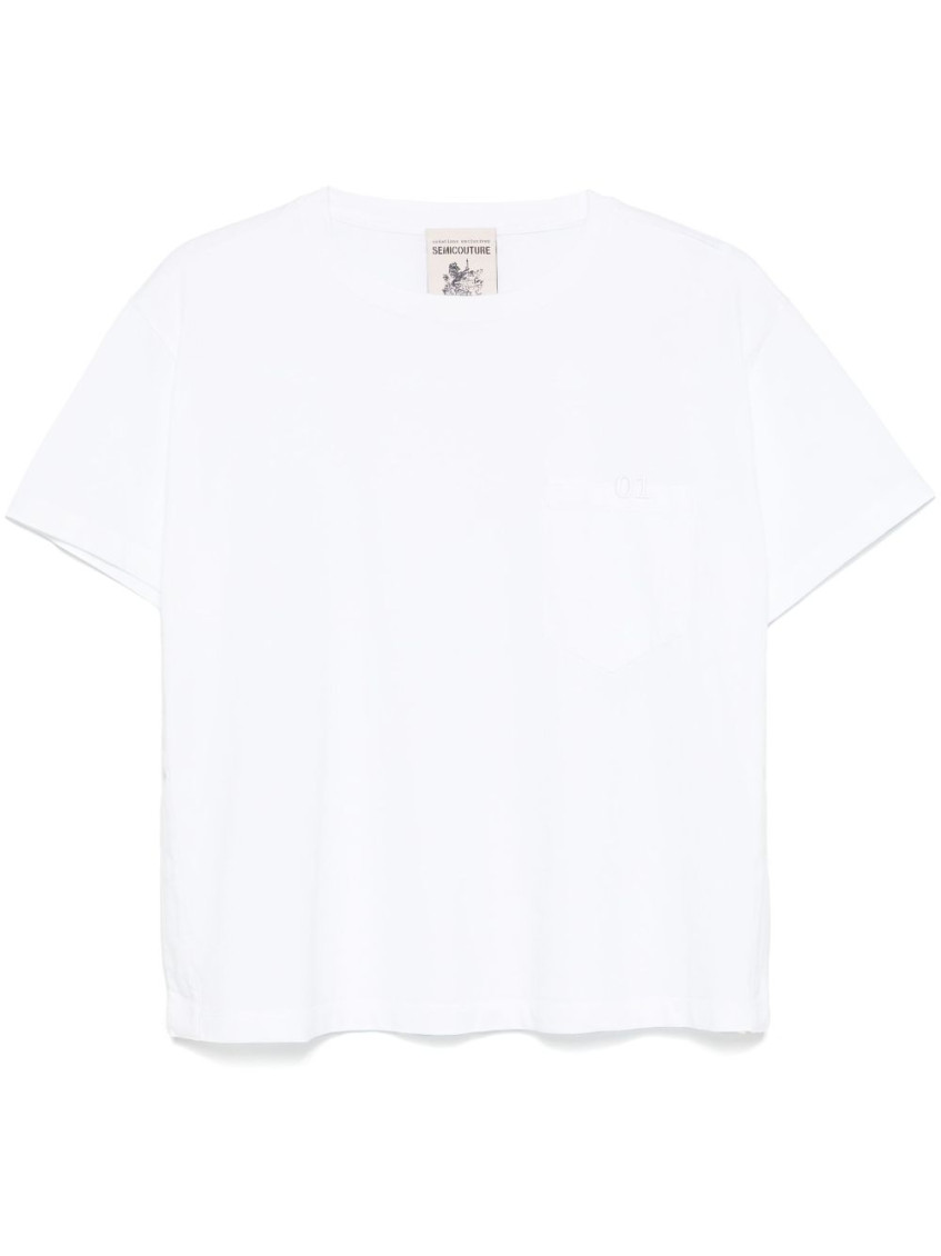 Shop Semicouture White Marina Classic Cotton T-shirt