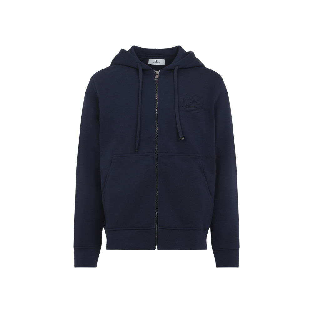 Etro Zipped Hoodie Sweatshirt In Blue