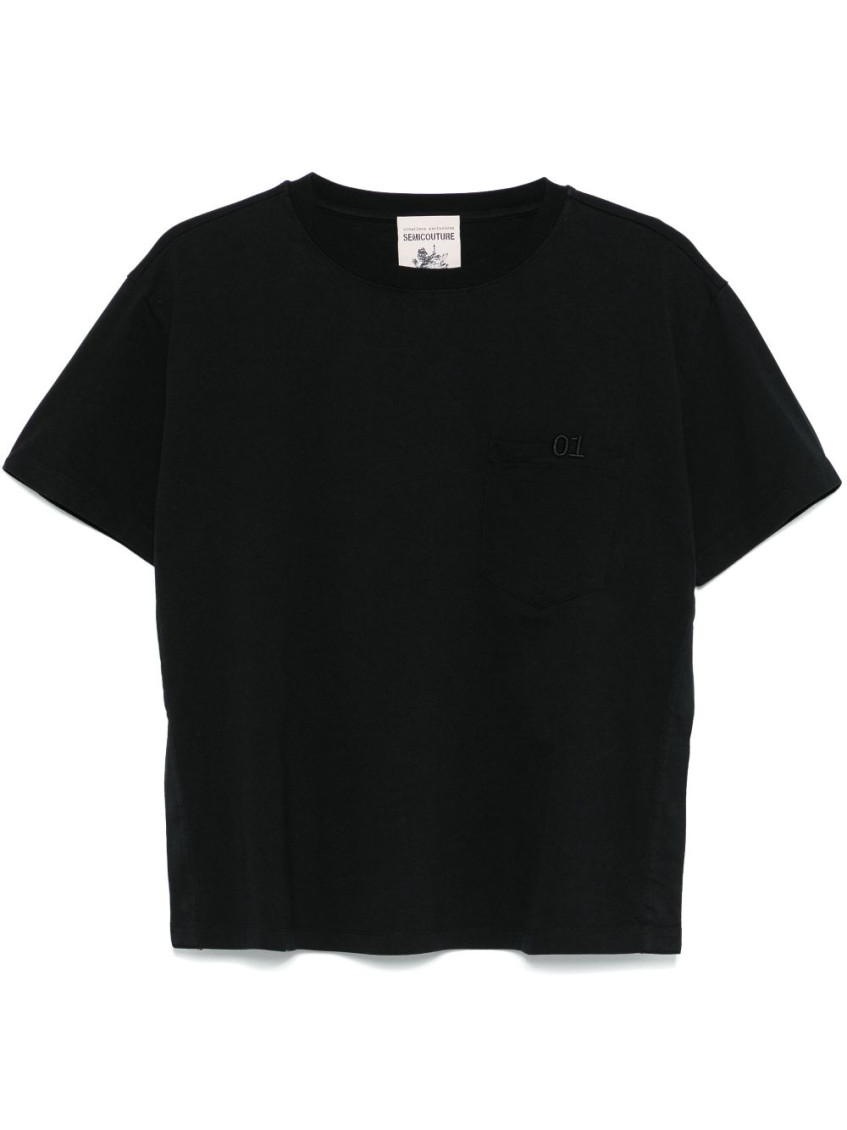 Shop Semicouture Black Marina T-shirt