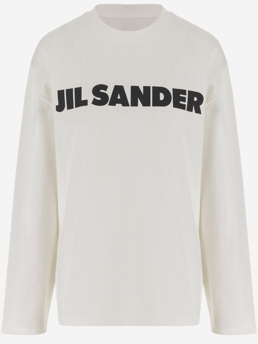 Shop Jil Sander White Logo-print T-shirt