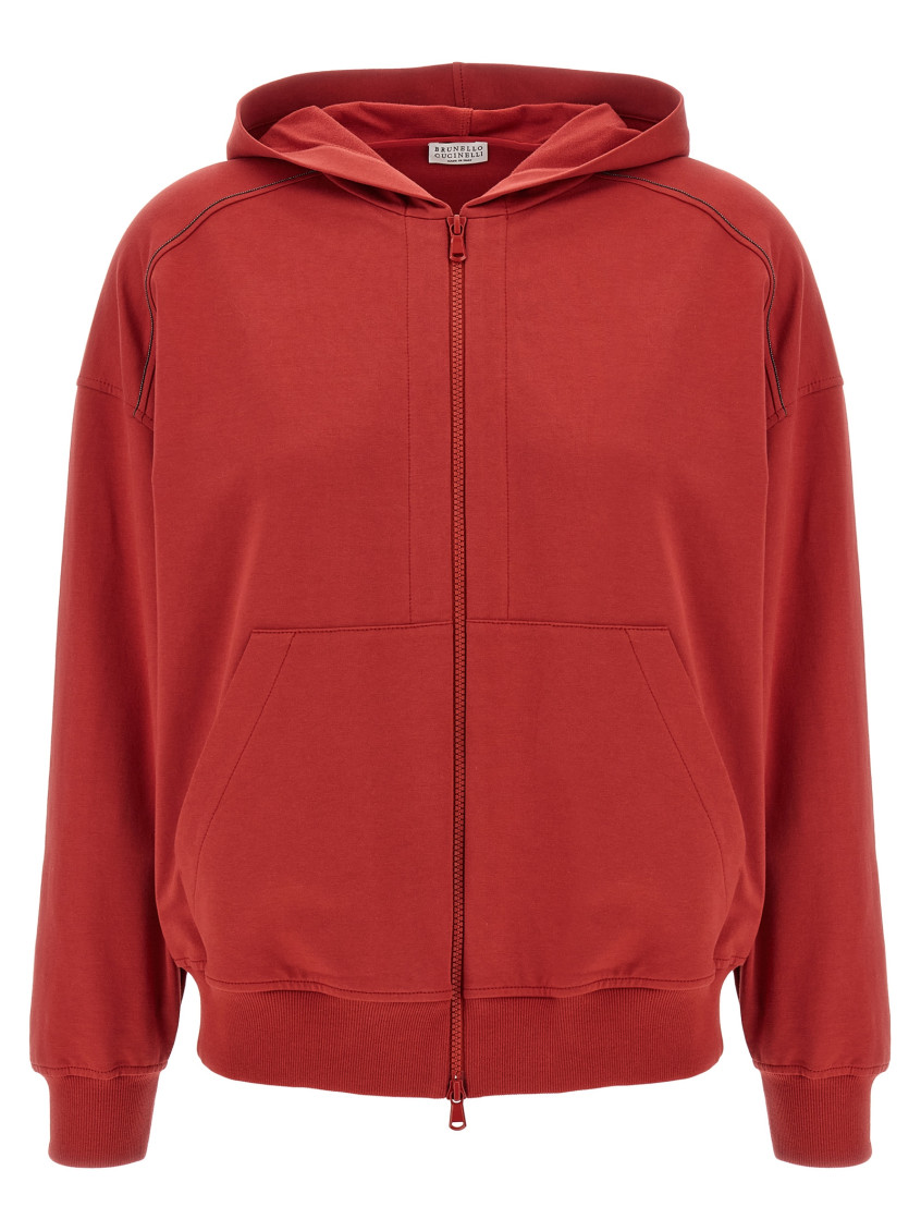 Brunello Cucinelli Shiny Trims Hooded Sweatshirt