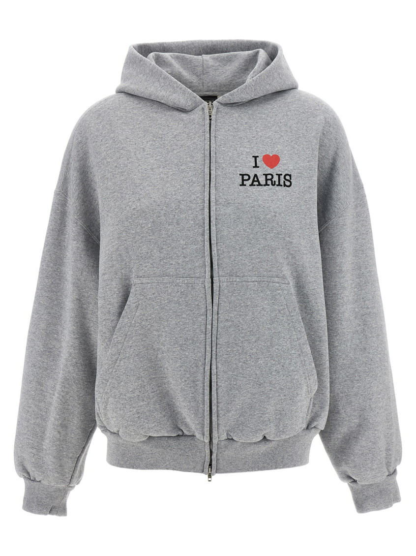BALENCIAGA GREY ZIPPERED HOODIE
