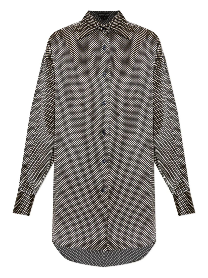 Tom Ford Camicia In Seta A Pois Dal Fit Rilassato
