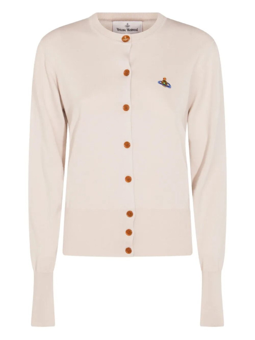 Vivienne Westwood Off-white Bea Ribbed-knit Cardigan In Neutral