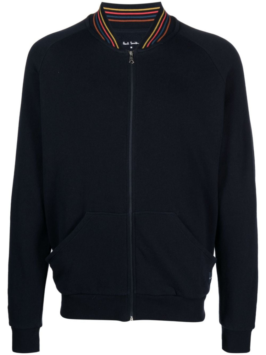 Paul Smith Cotton Sweatshirt With Zip And Baseball Collar