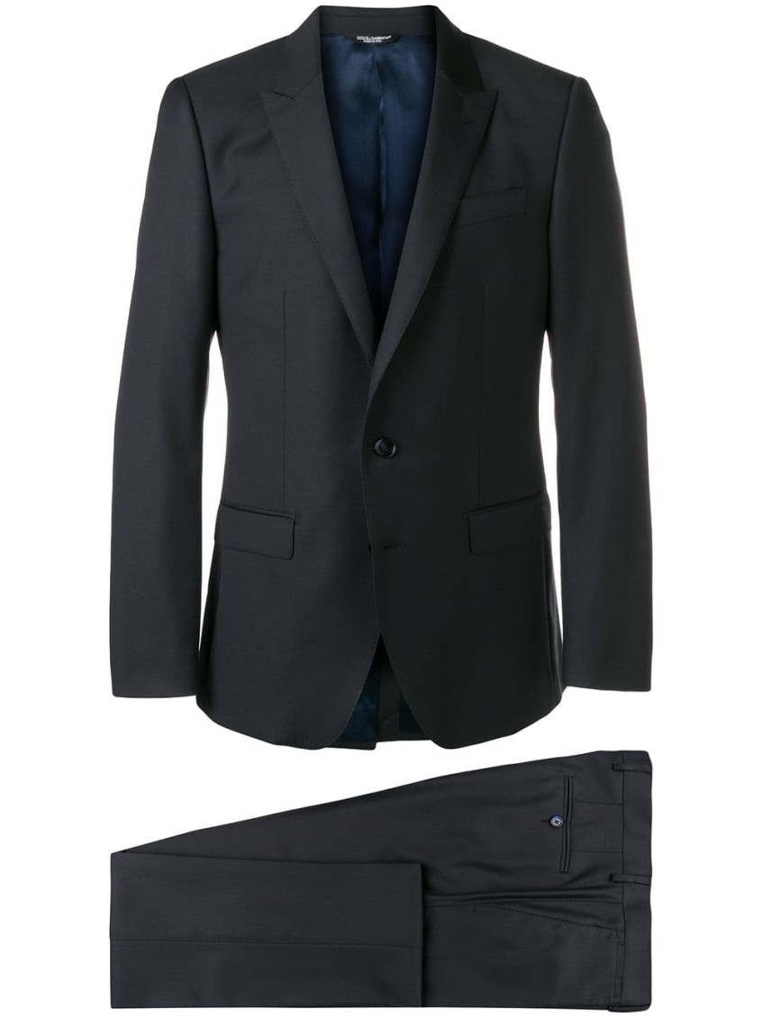 Dolce & Gabbana Dark Blue Wool Napoli Formal 2 Piece Suit In Black