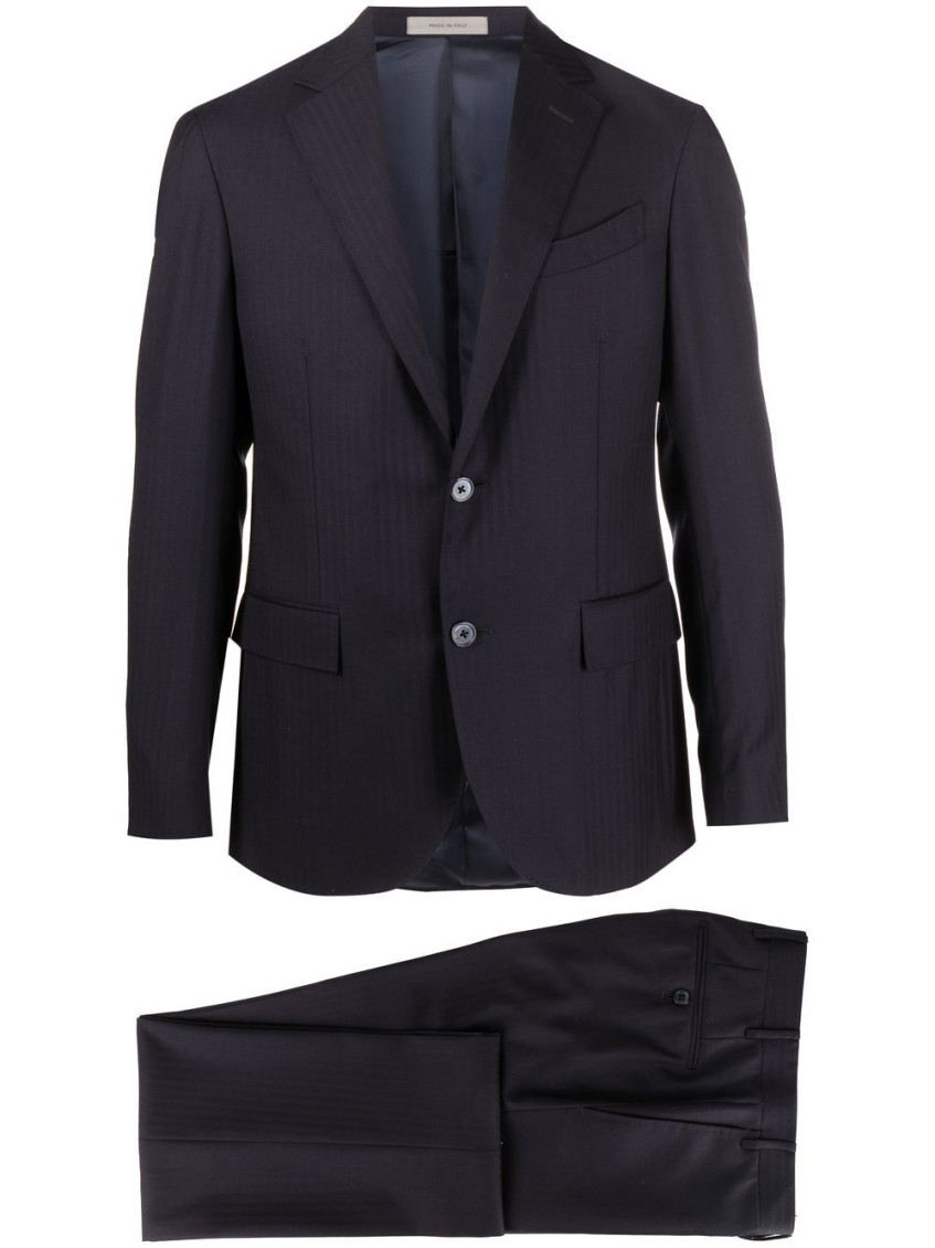 Corneliani Black Tailored Two Piece Suit In Blue