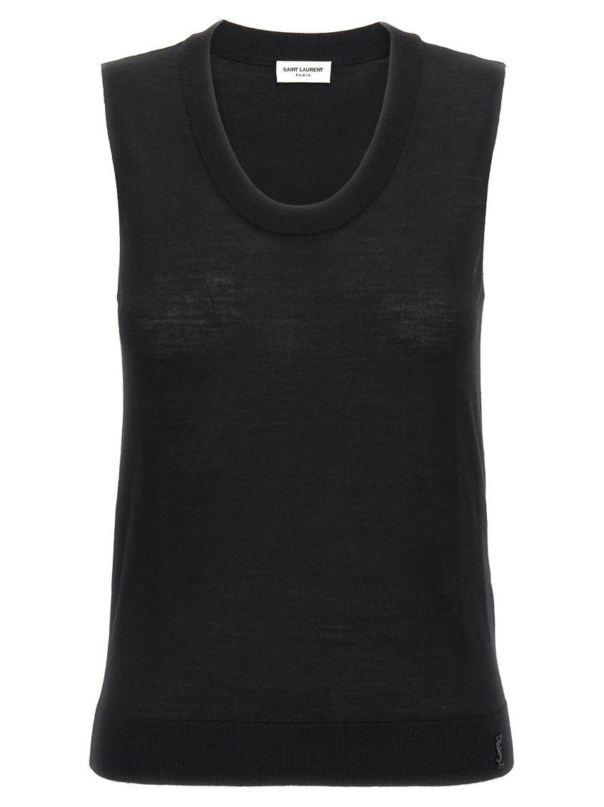 Saint Laurent Women Wool Vest In Black