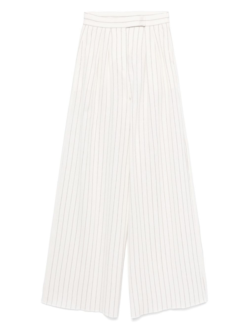 Max Mara Clarion Pinstriped Straight-leg Pants In White