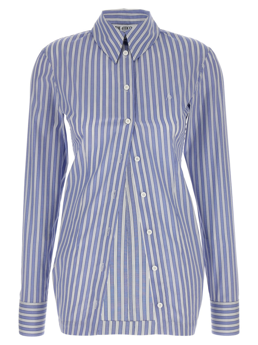 Attico Striped Shirt With Cuffed Long Sleeves