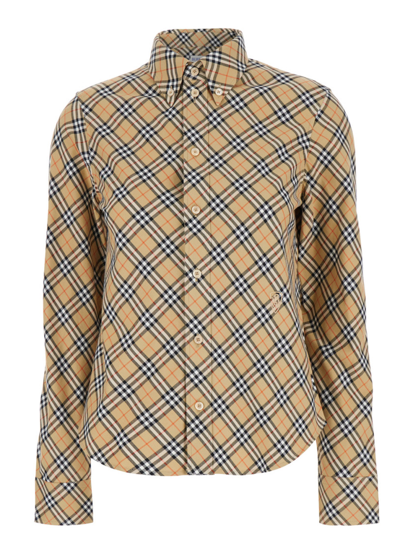 Burberry Beige All Over Check Shirt In Brown