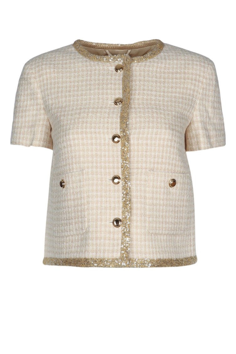 Miu Miu Check-pattern Tweed Jacket In Gray