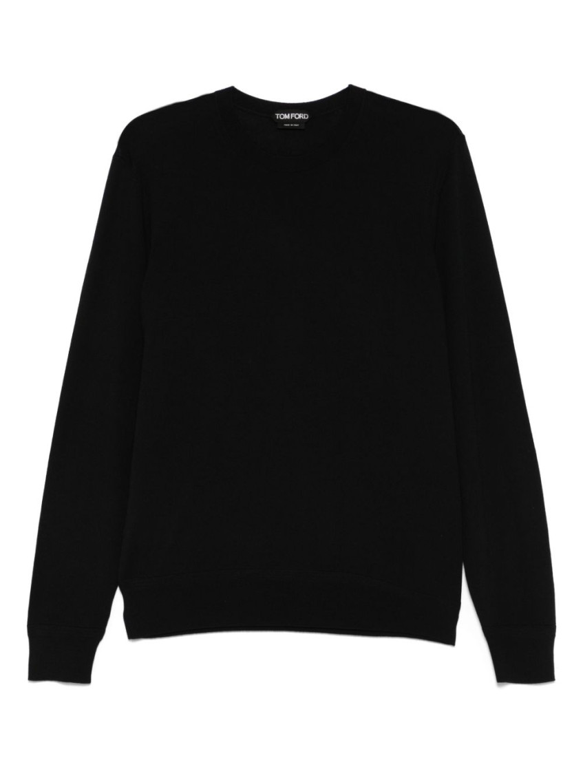 Tom Ford Black Fine Wool Crew Jumper In Black