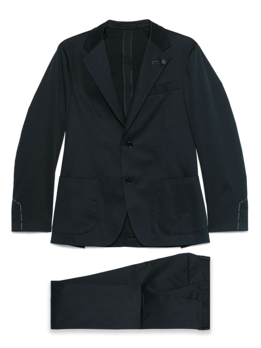 Lardini Tailored Blue Suit With Single-breasted Jacket And Flat-front Trousers