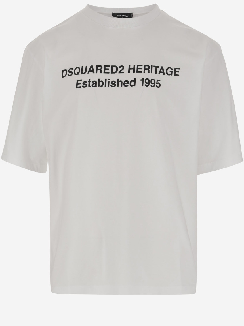 Dsquared2 Mens White Heritage 95 Text-print Cotton T-shirt Xl In White