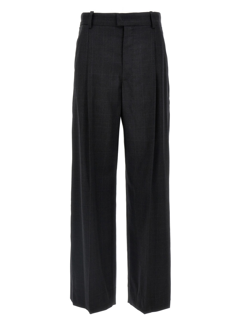 Isabel Marant Checked Tailored Wool Trousers In Grey