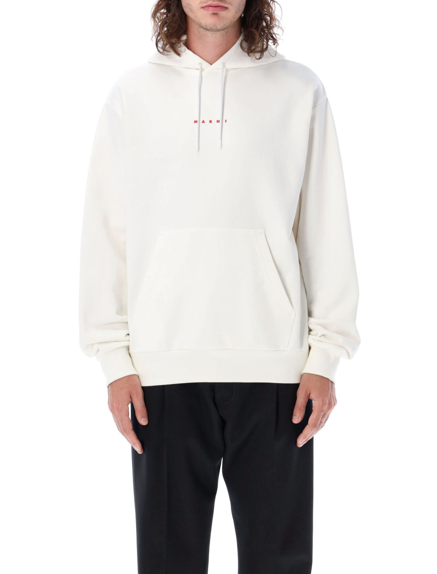 Marni Blue Hoodie With Logo On Chest For Men In White