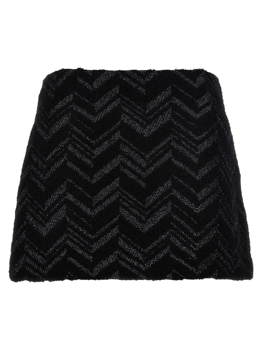 Shop Missoni Black Chevron Lam Boucl Skirt