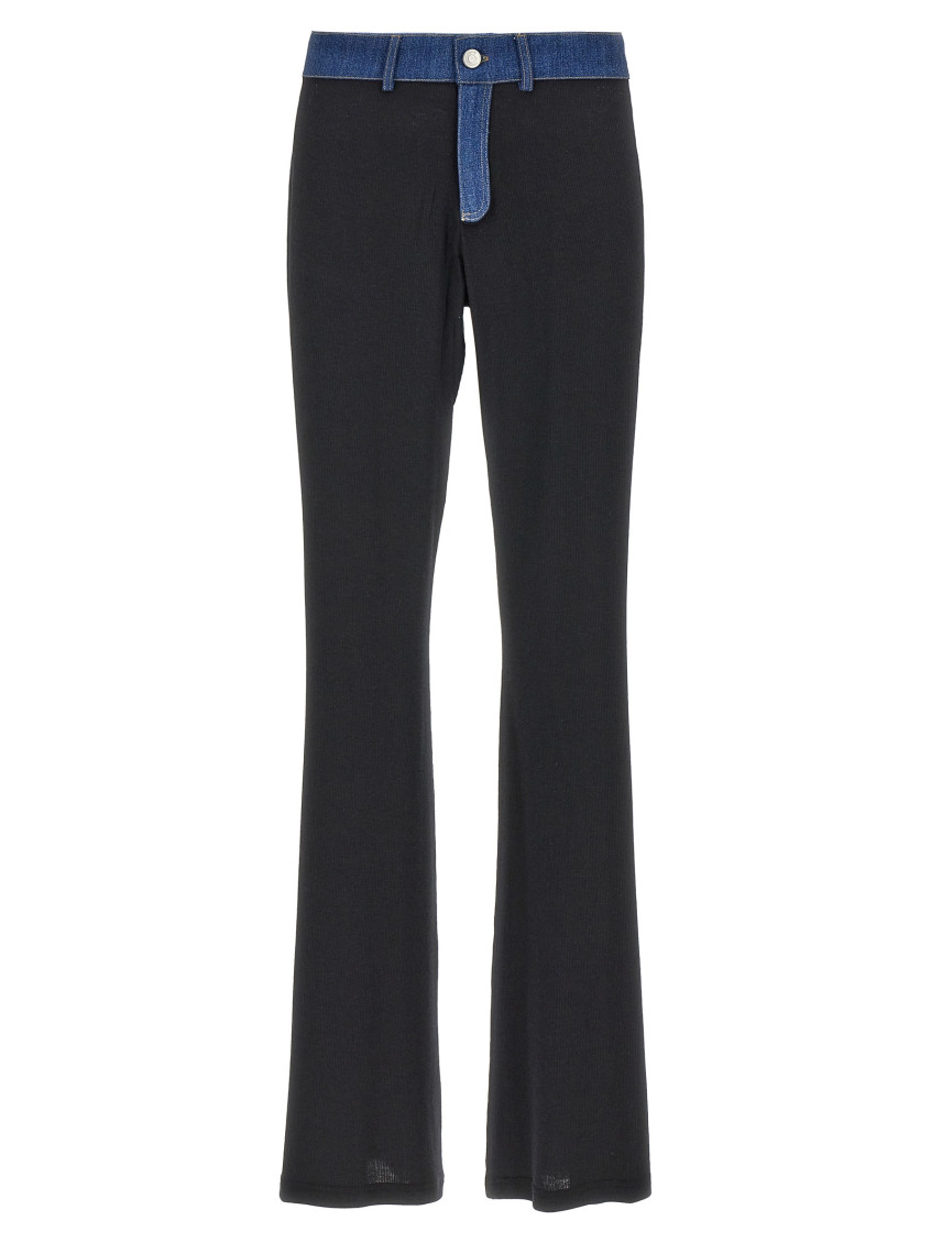 Coperni Denim-detailed Jersey Flared Pants In Blue